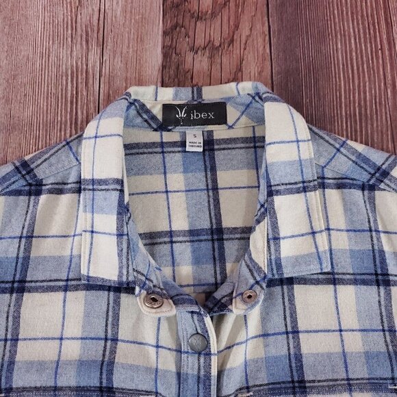 ibex Womens Size Small Taos Wool Blend Plaid Snap Button Long Sleeve Shirt - Picture 6 of 16